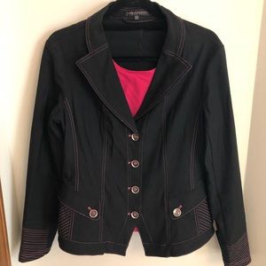 Short Black Jacket with Pink Stitching